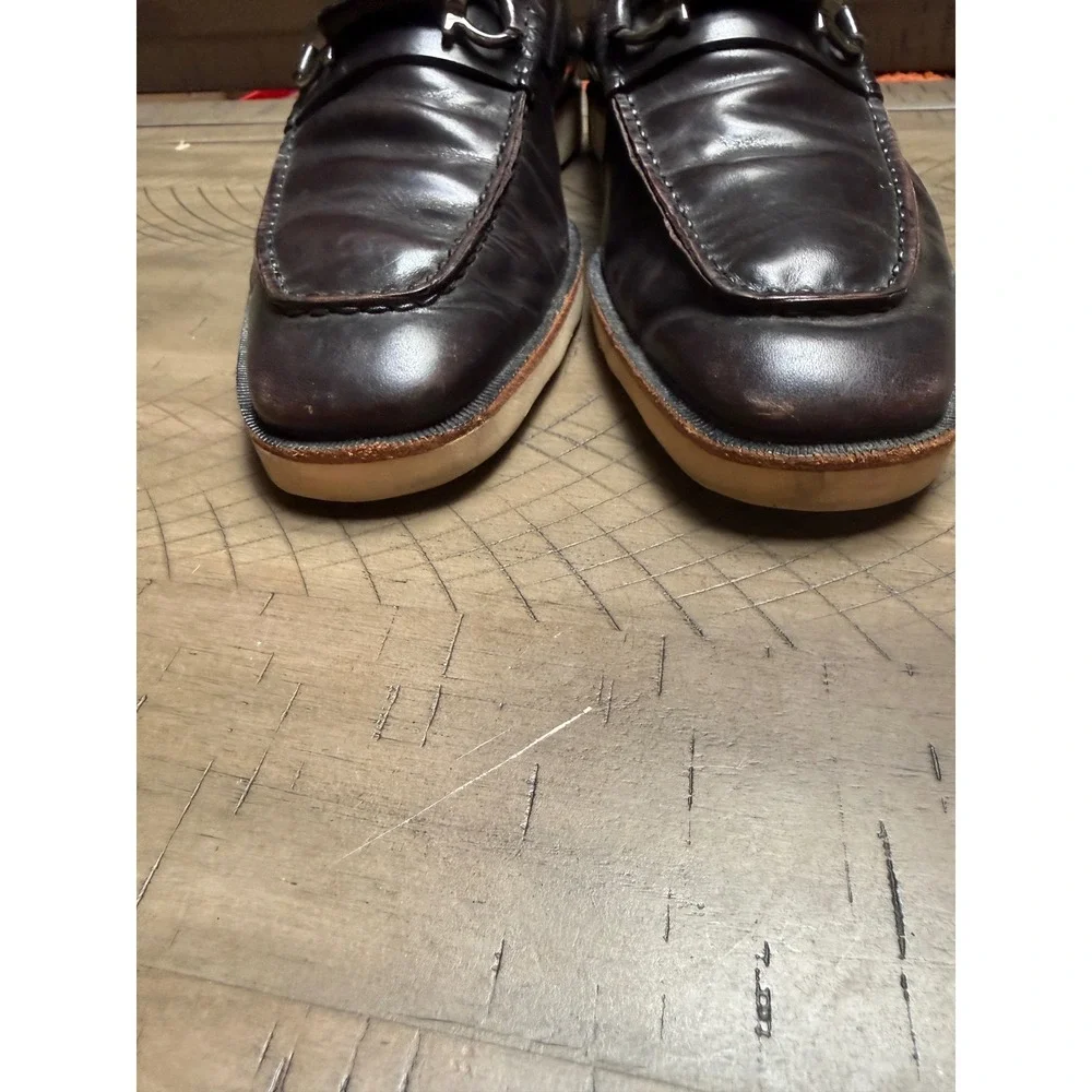 Salvatore Ferragamo Gancini Loafers Mens 8 Burgundy Leather Bit Dress Shoes